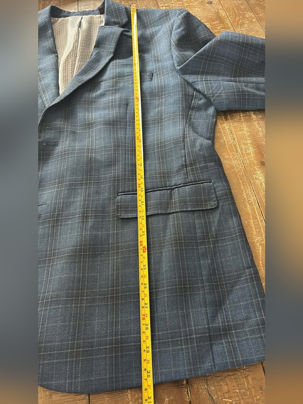 Johnston & Murphy Navy Blue Plaid Sport Coat Wool - Picture 6 of 9